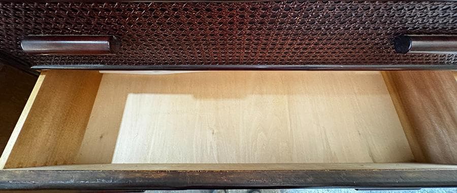 希少 お洒落な 網代引戸箪笥 家具 7段 和モダン アジアン ラタン レトロ