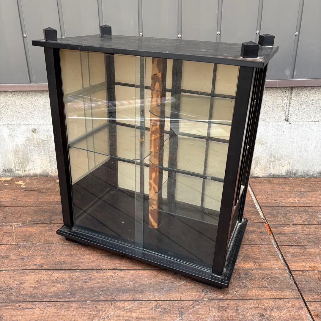 C壁 昭和レトロ 木製 茶箪笥 茶棚 ガラス戸 飾り棚 サイドボード 古家具