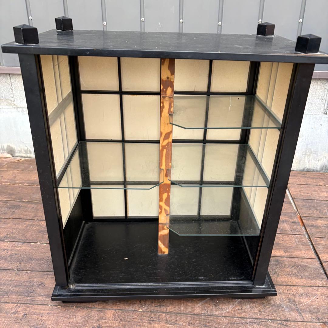 C壁 昭和レトロ 木製 茶箪笥 茶棚 ガラス戸 飾り棚 サイドボード 古家具