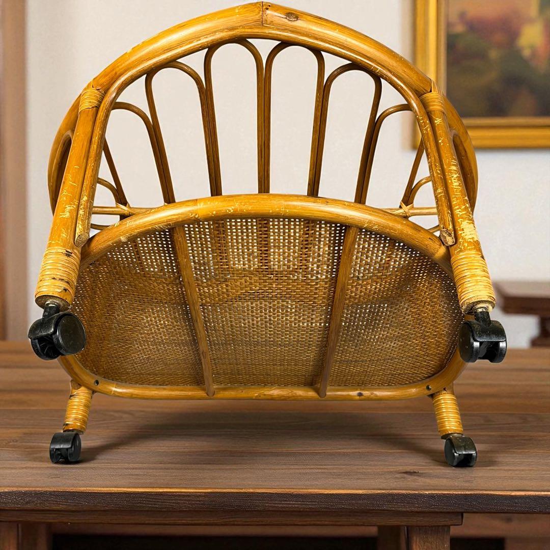 【希少】ハート型　ラタン　ガラス　テーブル　アンティーク　家具　レトロインテリア