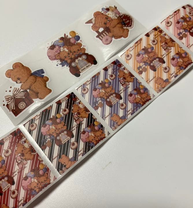 【R6】海外ロールシール　封口シール　くま　ドライブ　マステ　アンティーク