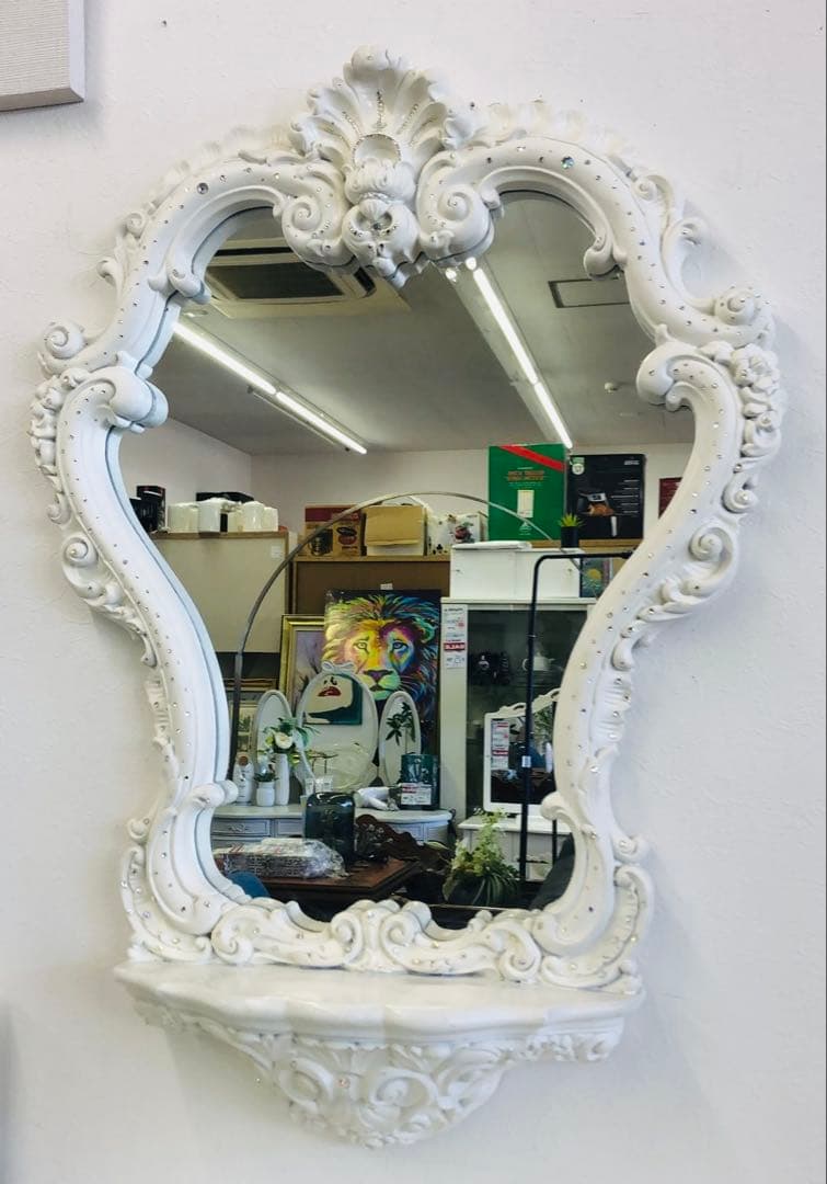 ロココ調ミラー鏡プリンセス　コンソール付き　ヨーロピアン　壁掛け