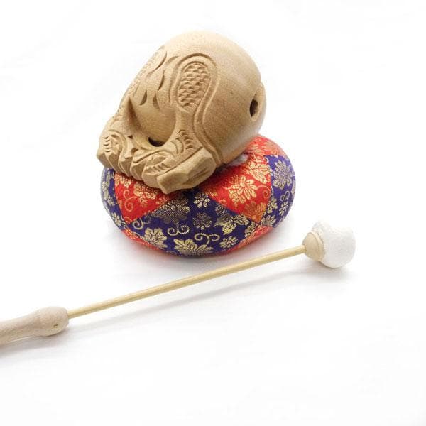 【仏壇仏具】一刀彫木魚セット　4寸