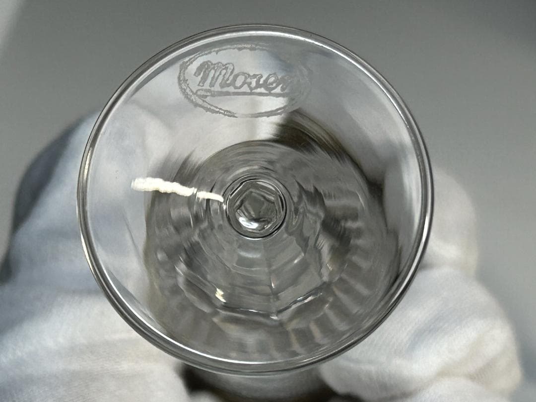 ベネチアンガラス MOSER 金彩 切子　モーゼル リキュールグラス 3個セット