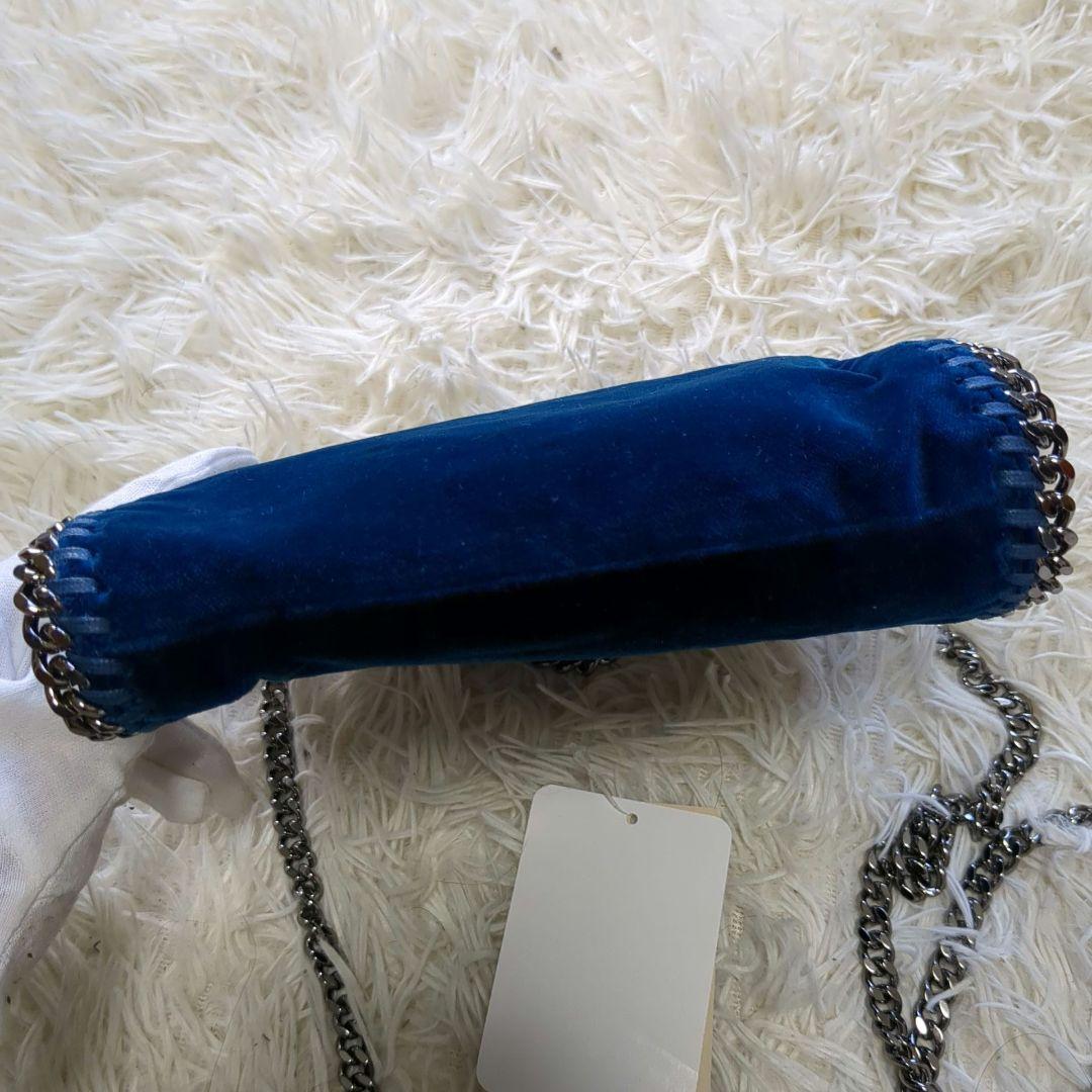 新品 ステラマッカートニー ファラベラ ベロア ブルー ショルダー 2way