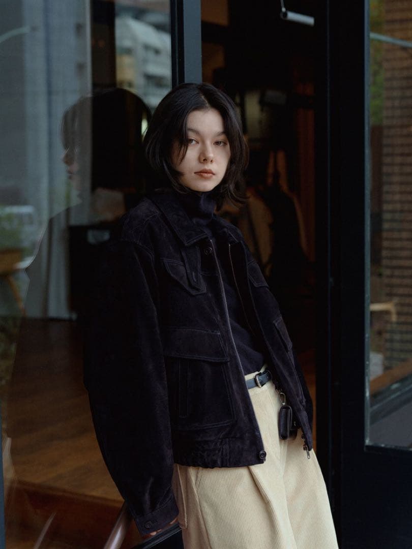 quilting liner real suède jacket/black