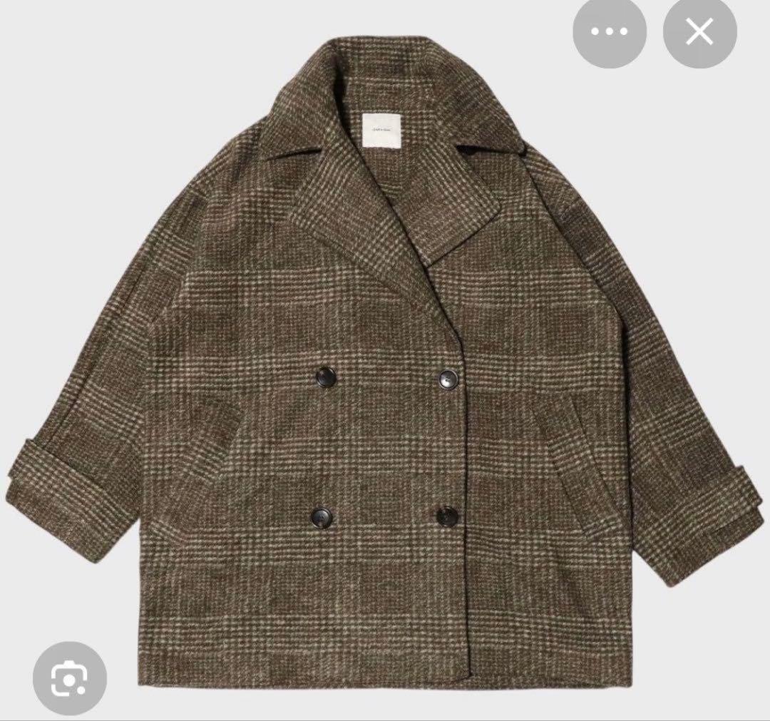 Wスライバーチェックハーフコート　スピックアンドスパン　ピーコート