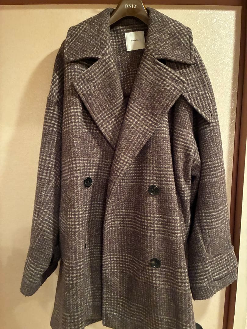 Wスライバーチェックハーフコート　スピックアンドスパン　ピーコート