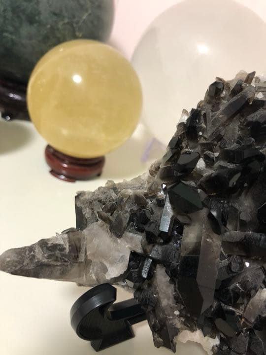 希少石 レア 極上 最高級黒水晶クラスター