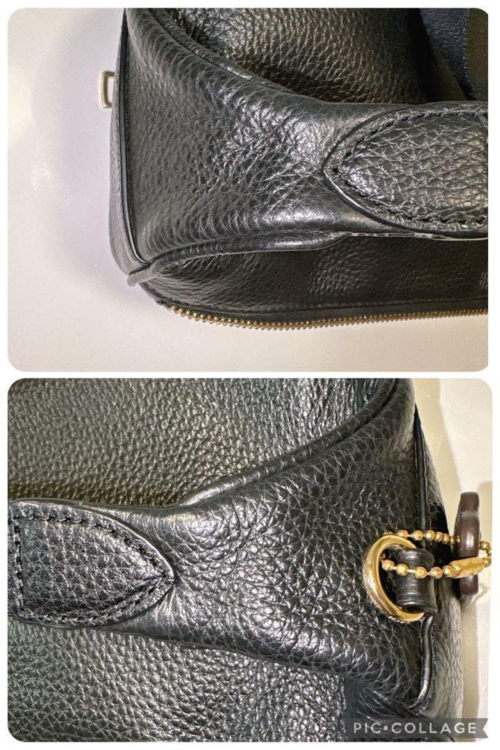 極美品　コーチ　ウエストポーチ　ボディバッグ　ネイビー　ペプルドレザー　6488