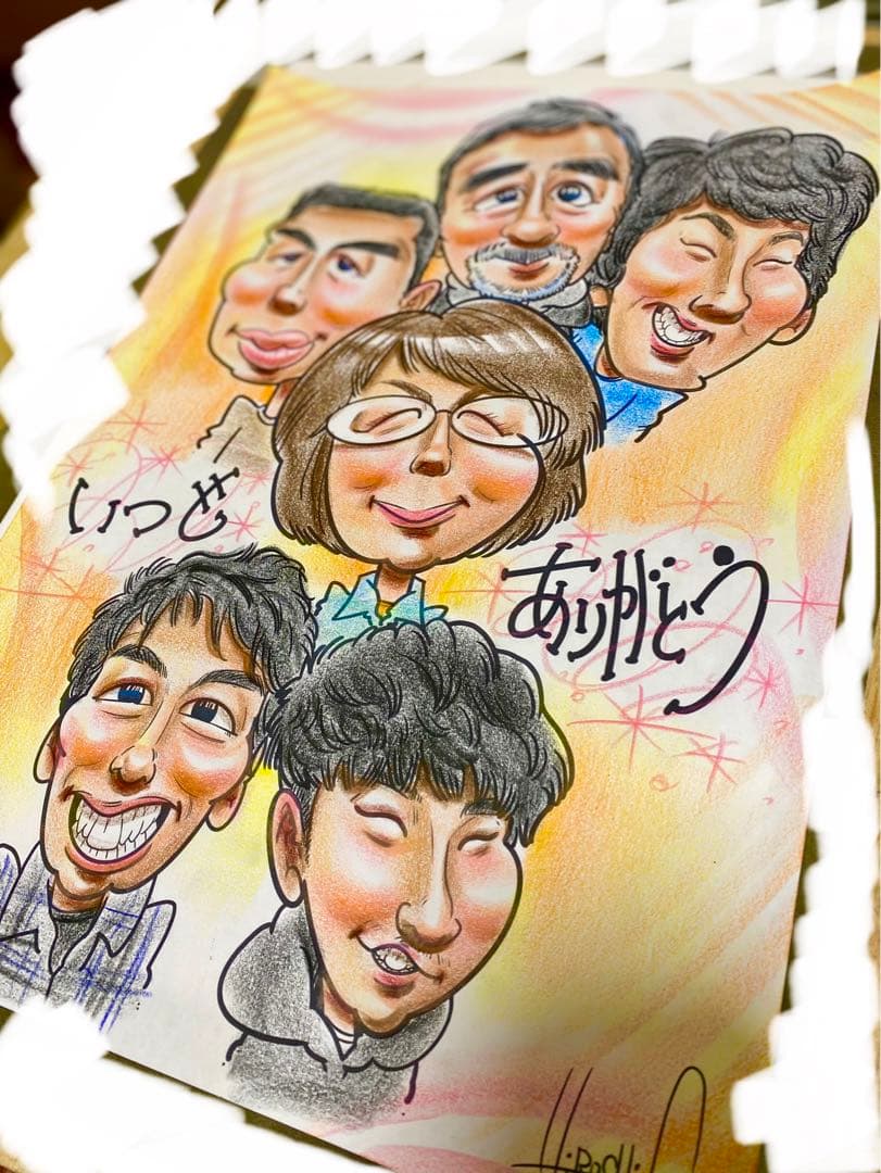世界で1枚の手描きのオーダーメイド似顔絵★家族一緒に★結婚記念日★お祝い