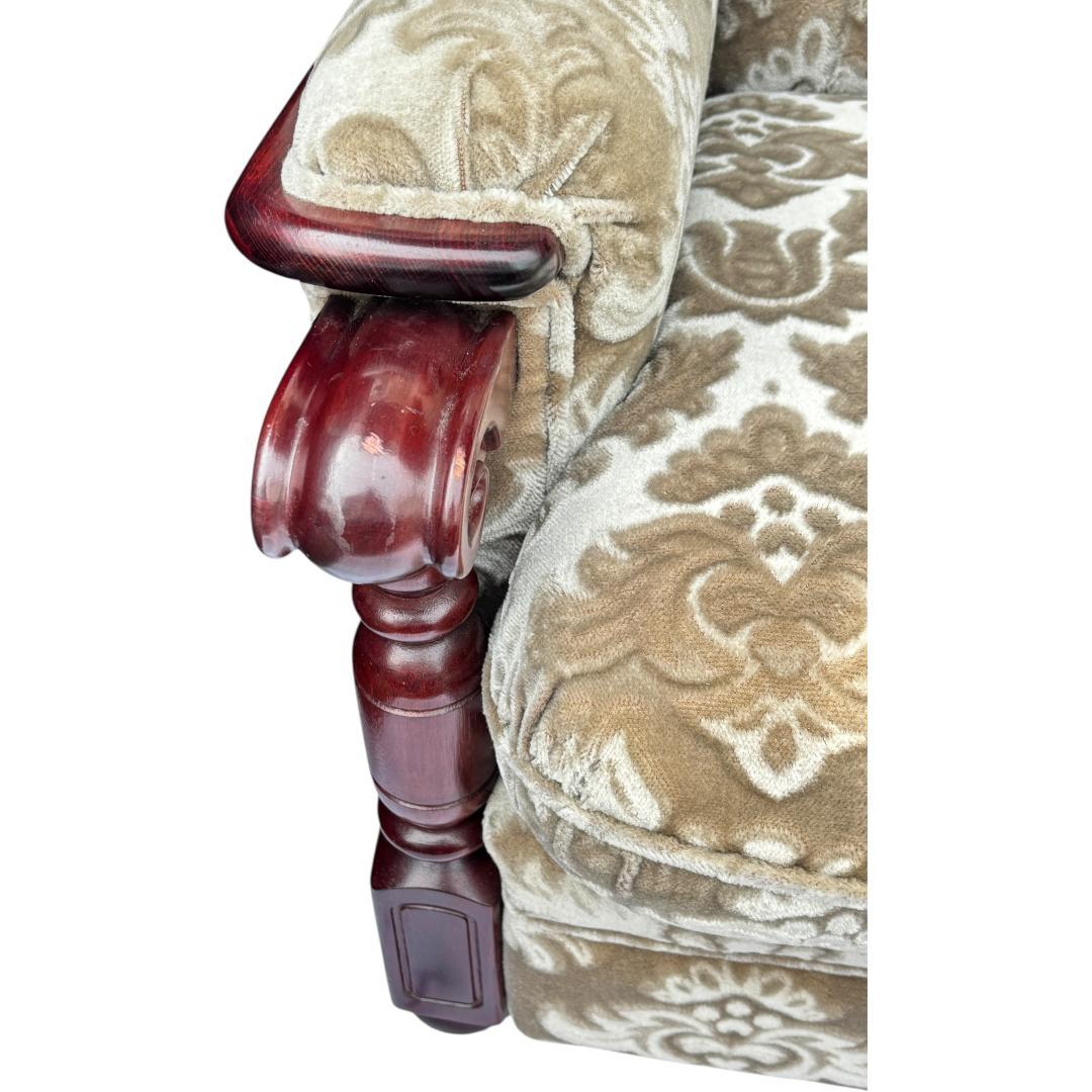 カリモク 金華山 花柄ベロアソファ 1人掛けソファ