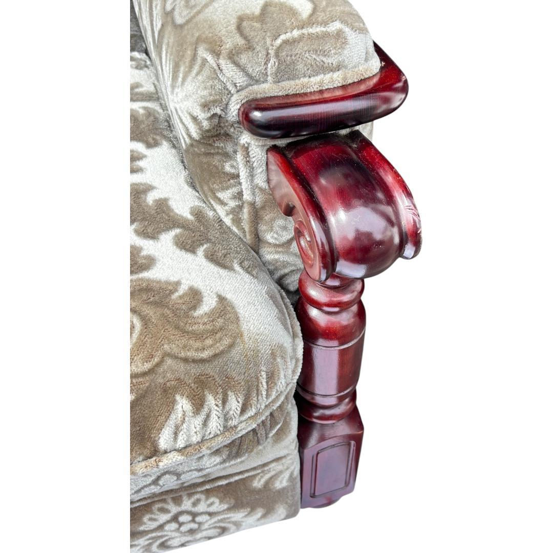 カリモク 金華山 花柄ベロアソファ 1人掛けソファ