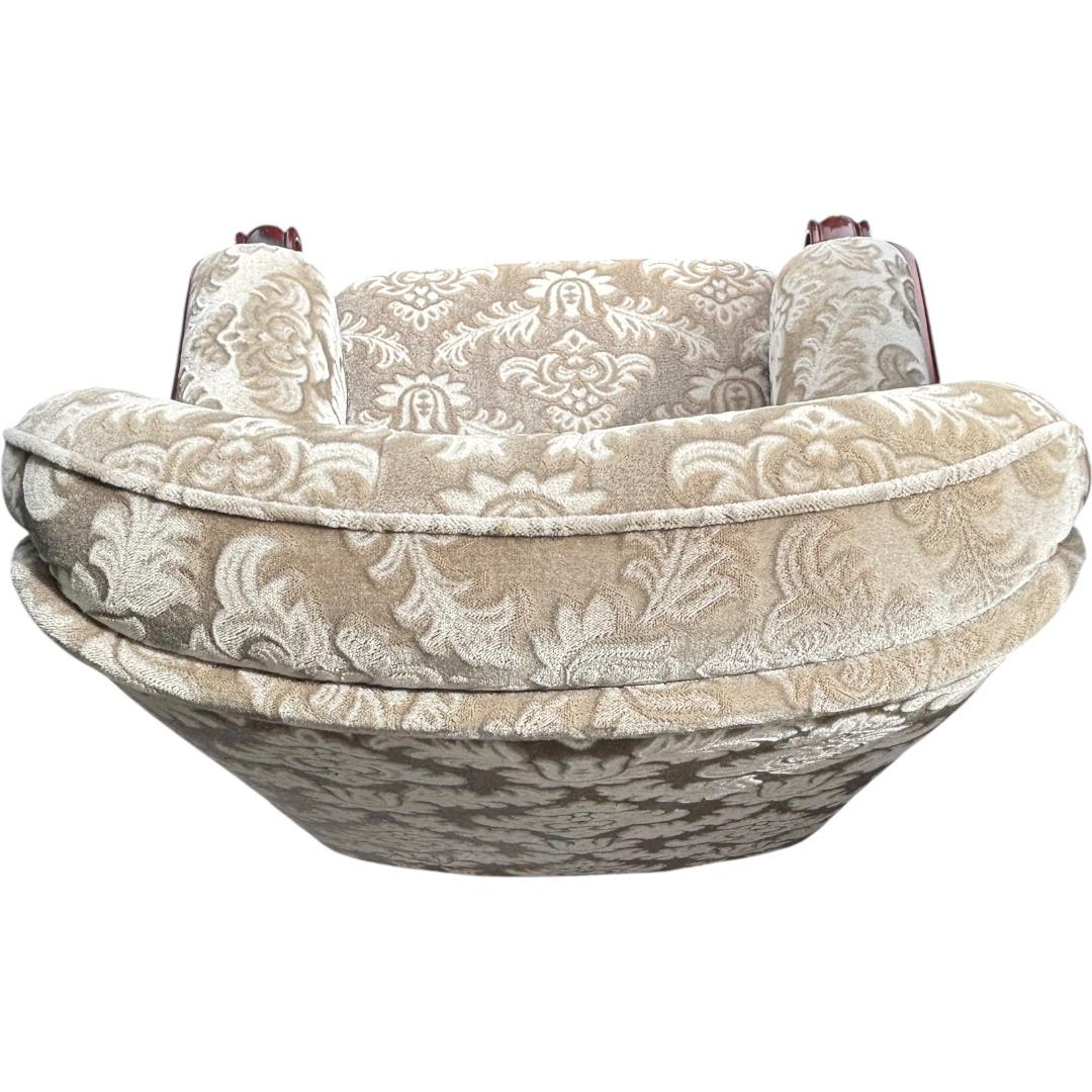 カリモク 金華山 花柄ベロアソファ 1人掛けソファ