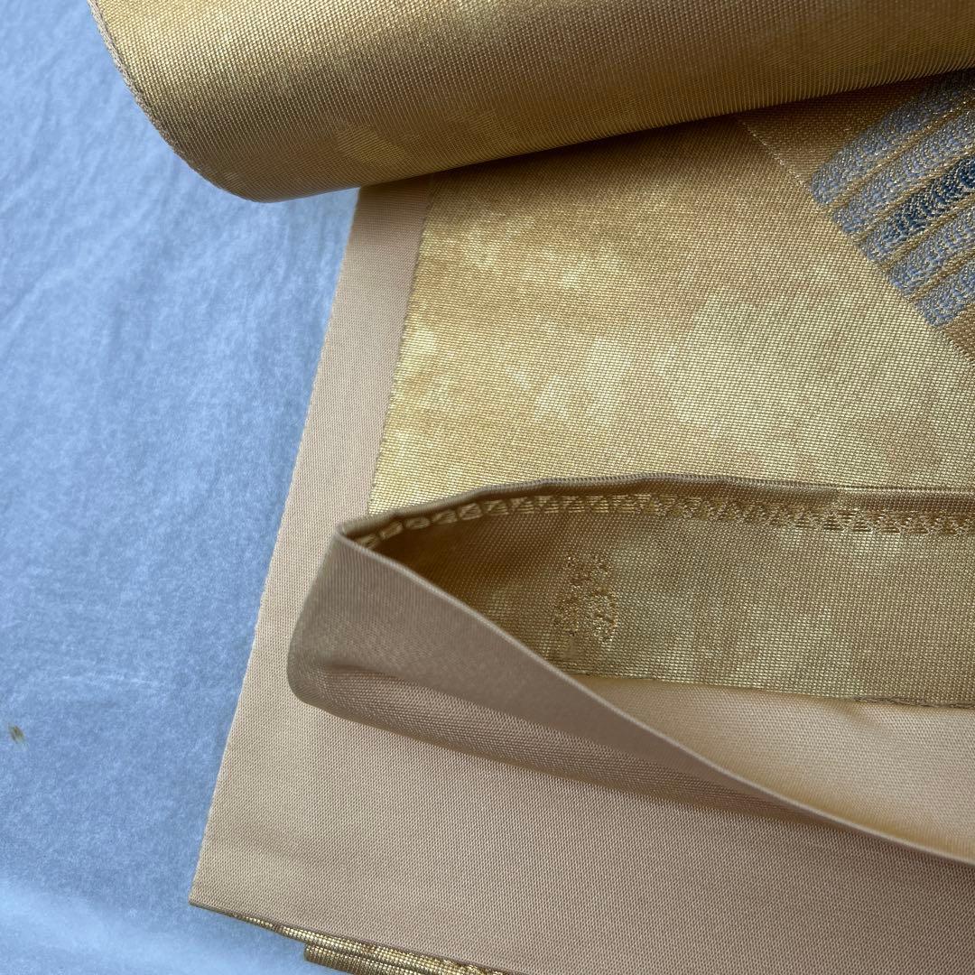 【翁 本金箔】金色 波模様 六通柄袋帯1226