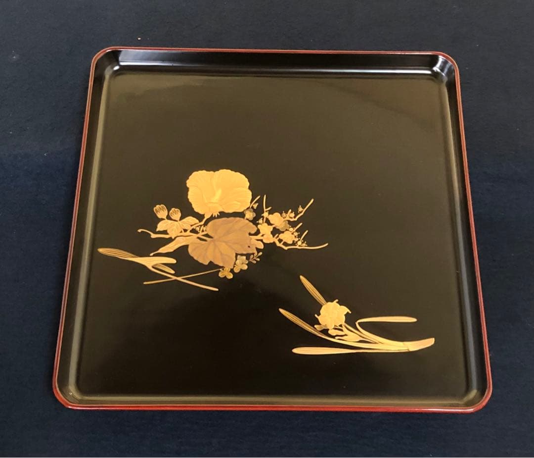 《R》研ぎ出し蒔絵 青貝 脚付 会席膳5客 木製漆器 木箱　260128く2