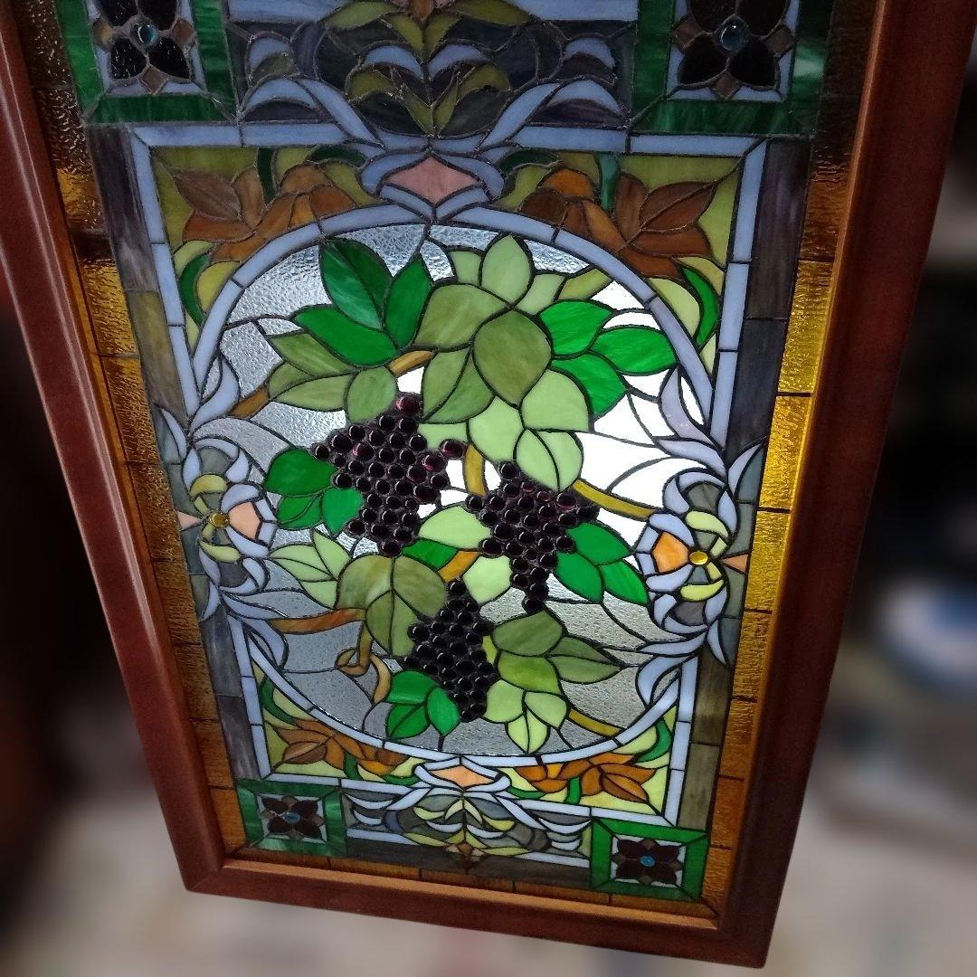壁飾り 壁掛け ステンドグラス 葡萄柄 西洋アンティーク インテリア