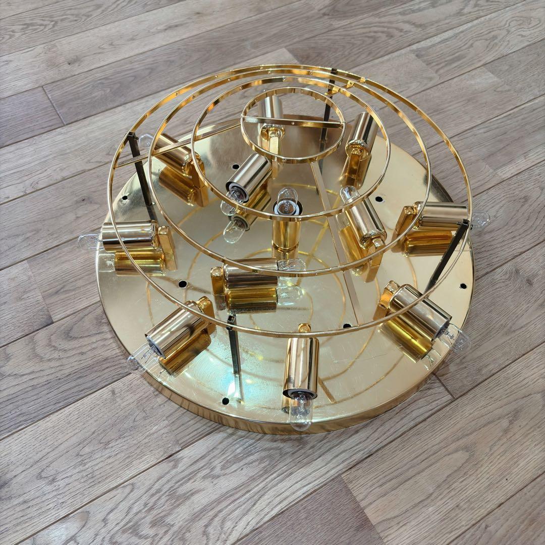 ①アンティーク・ガレ　シャンデリア　12灯 クリスタル　ゴールド　照明　リビング