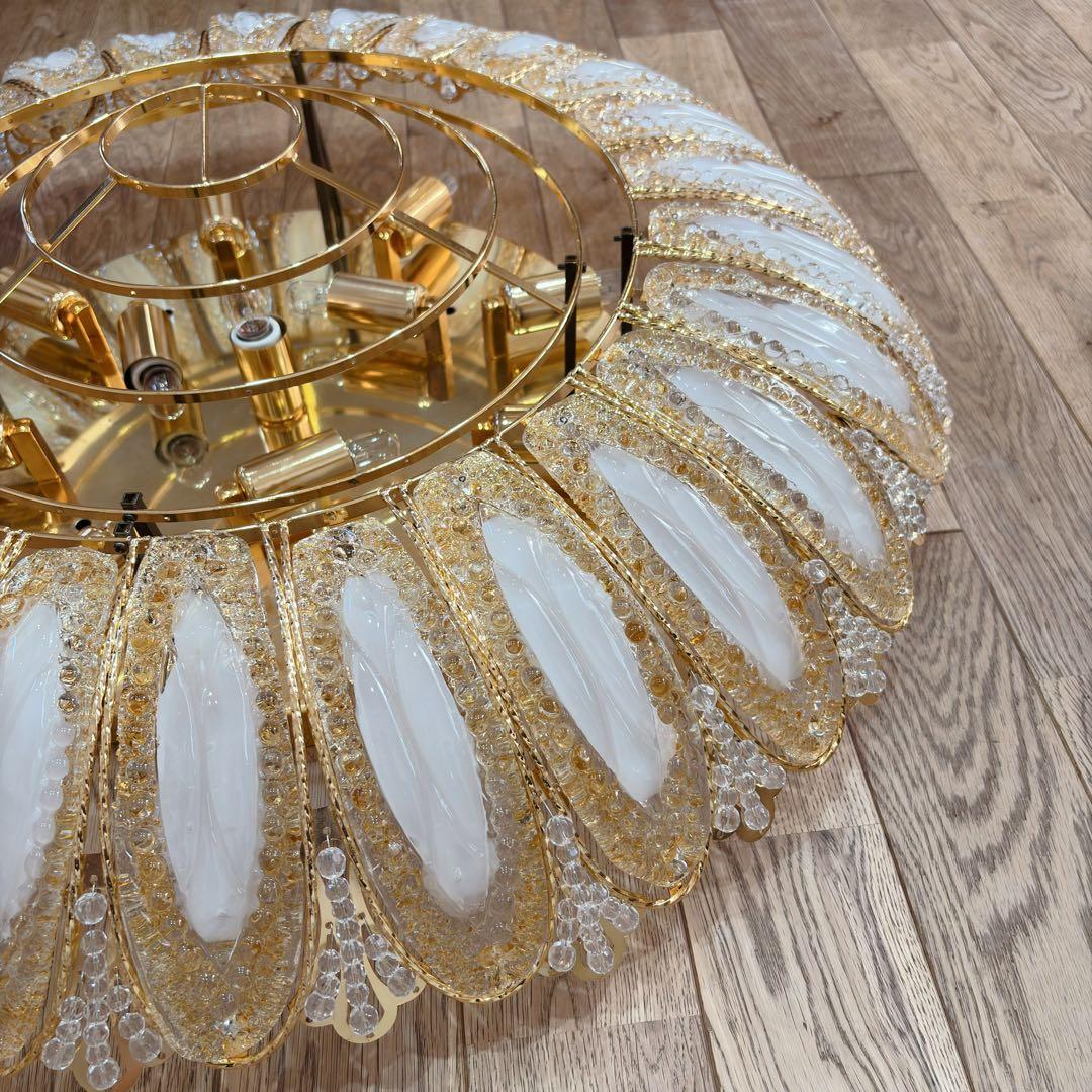 ①アンティーク・ガレ　シャンデリア　12灯 クリスタル　ゴールド　照明　リビング