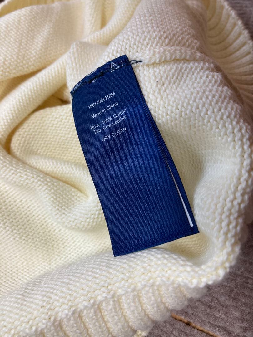 ポロ ラルフ ローレン ハーフジップ ニット セーター 白 刺繍 ポロバイ