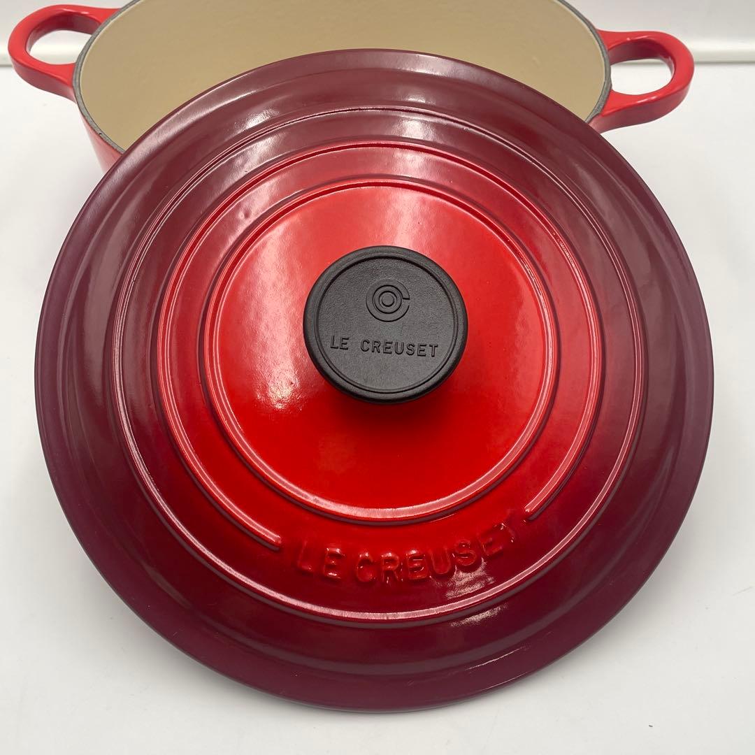 美品　LE CREUSET ココット ロンド 24cm レッド