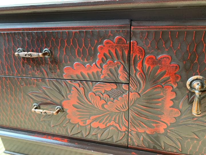 鎌倉彫 鏡台 ドレッサー 化粧台 一面鏡 メイク台