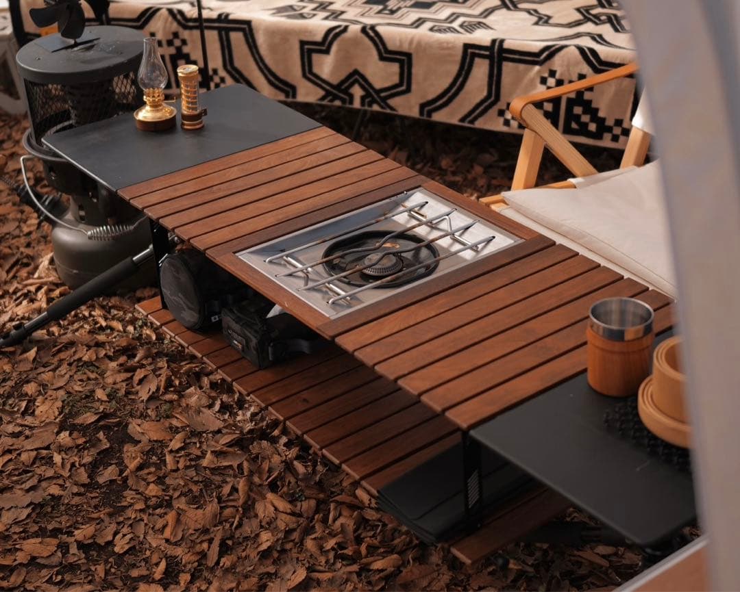 自作ミルポッドテーブル トライポッドテーブル キャンプBGO