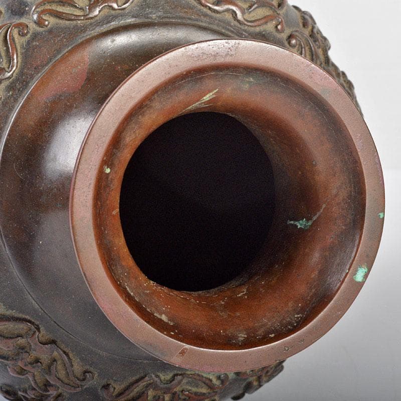 時代金工　古銅斑紫銅　古銅花瓶　D　R4334