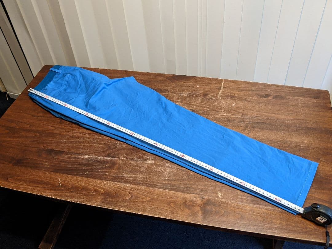 ビームス　ゴルフ　ロングパンツ　ベルトデザイン　ウエストゴム　ストレッチ　青