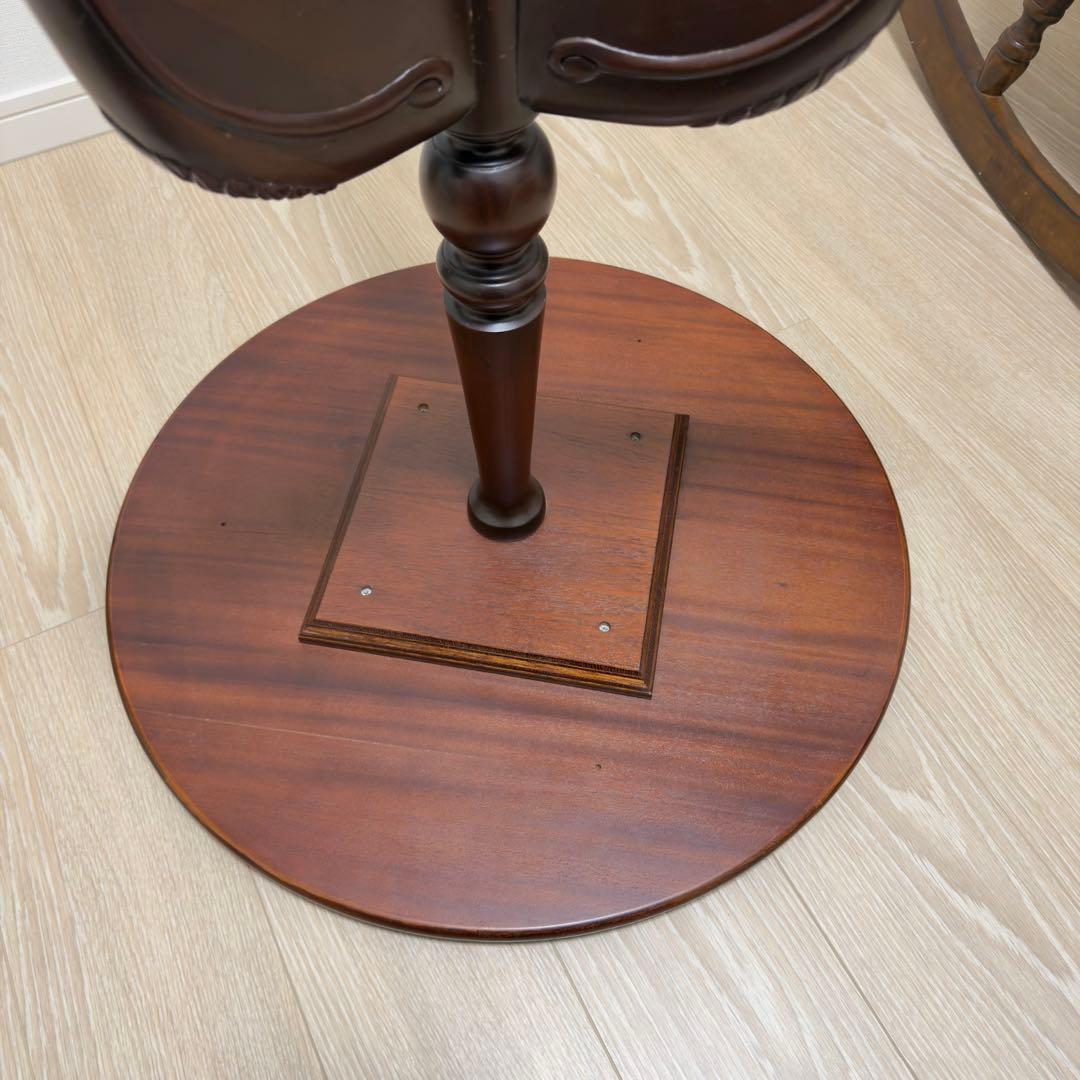 アンティーク調 木製ラウンドテーブル 彫刻脚