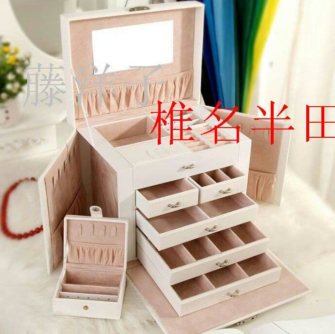 ジュエリー収納ボックス アクセサリーケース 宝石箱 ミラー 鏡付き 4引き出8