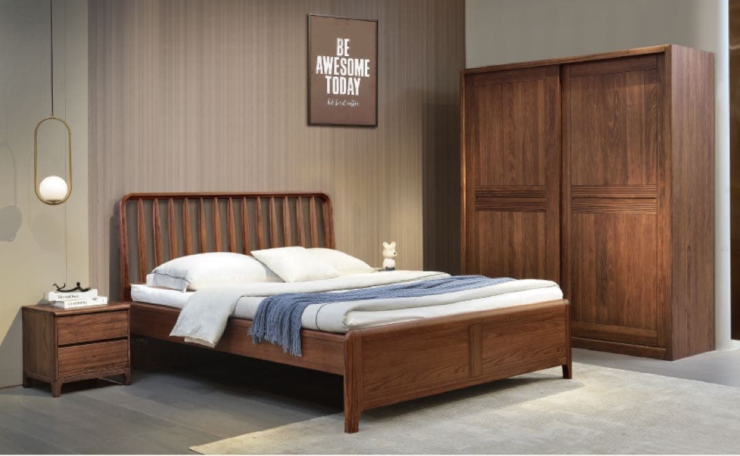 ウッドプラットフォームベッド（ラグジュアリーモデル）　クイーンサイズ