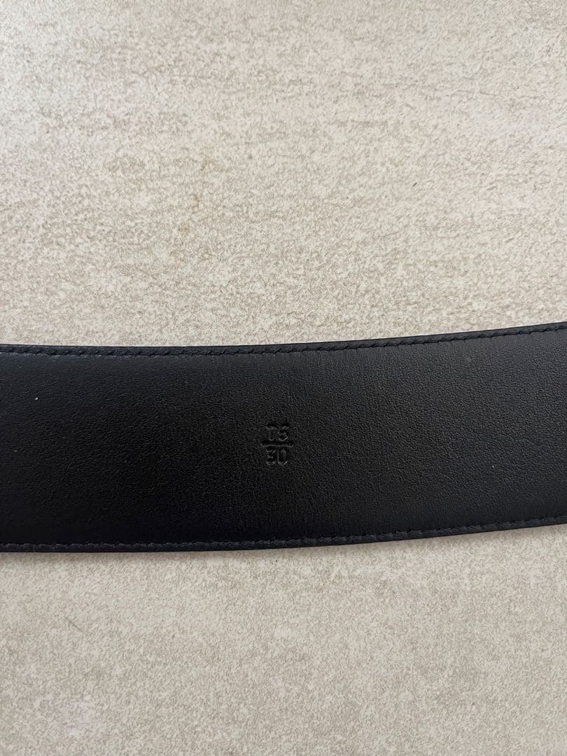 【極美品】PRADA プラダ レザーベルト ロゴバックル 黒 75