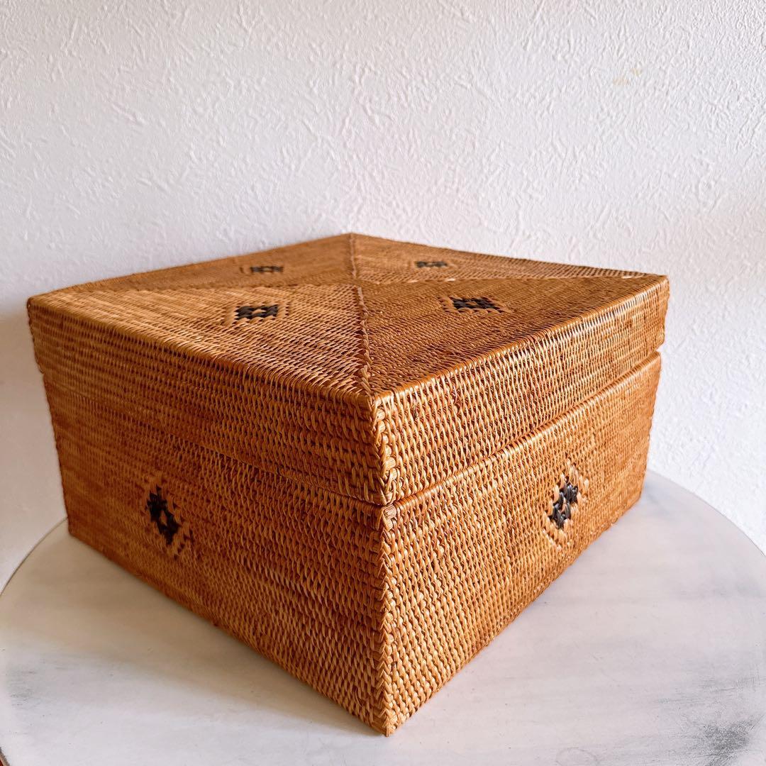 天然素材 アタ 正方形バスケット アタバスケット