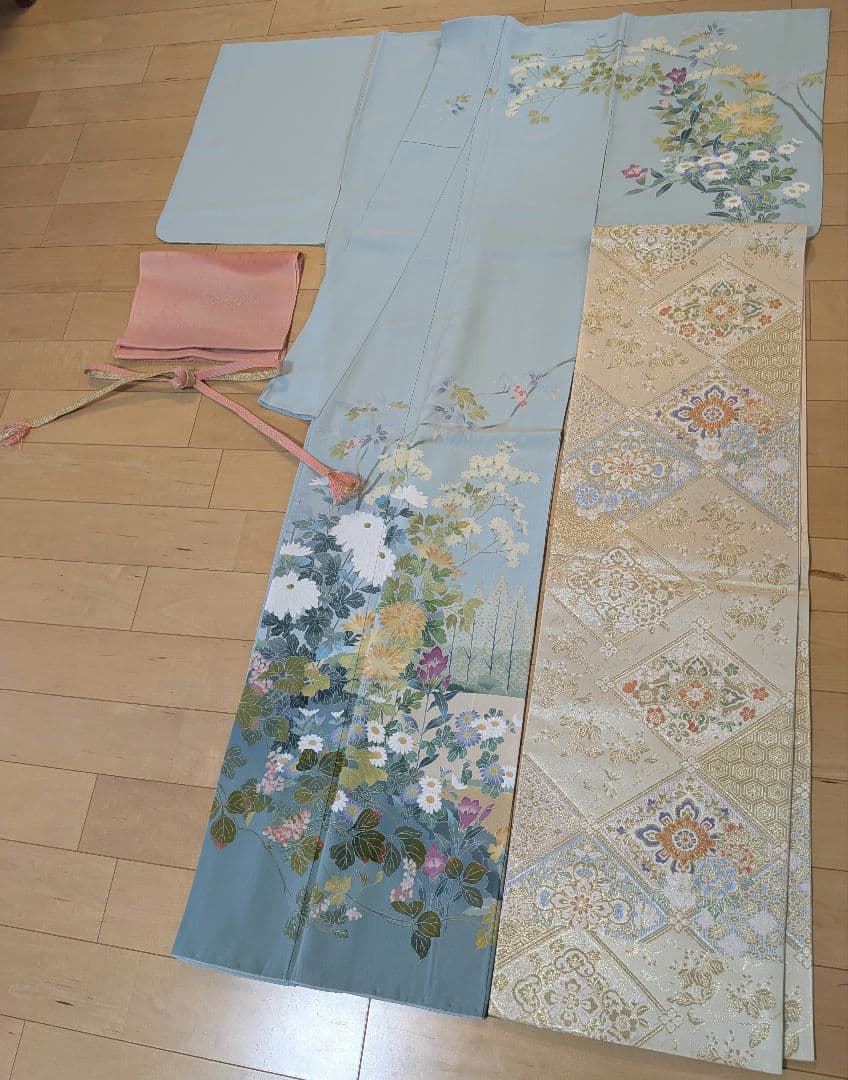 訪問着フルセット　作家物友禅　薄緑　入学式　卒業式　結婚式　訪問着セット