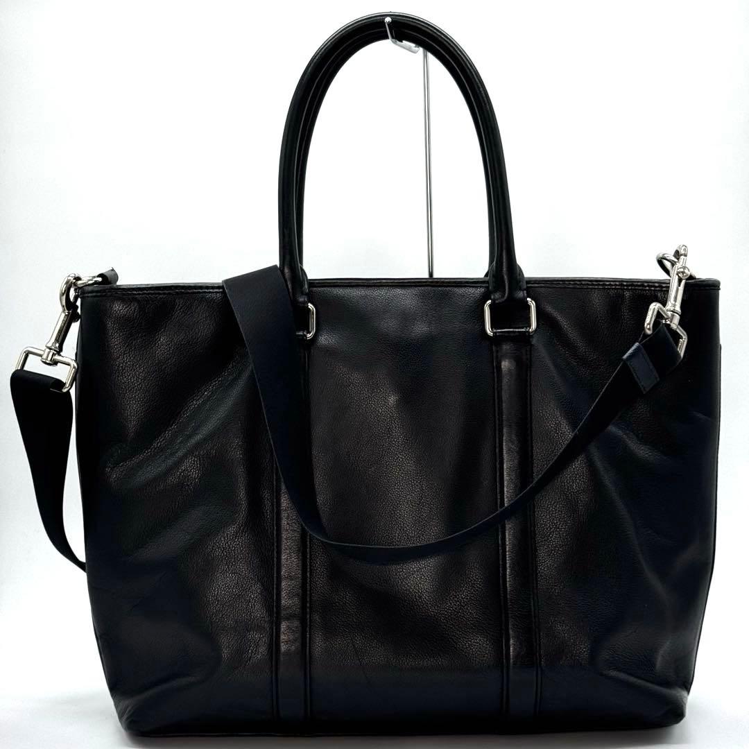 超美品　コーチ　スムースレザー 2WAYメンズビジネスバッグ ブラック 人気商品