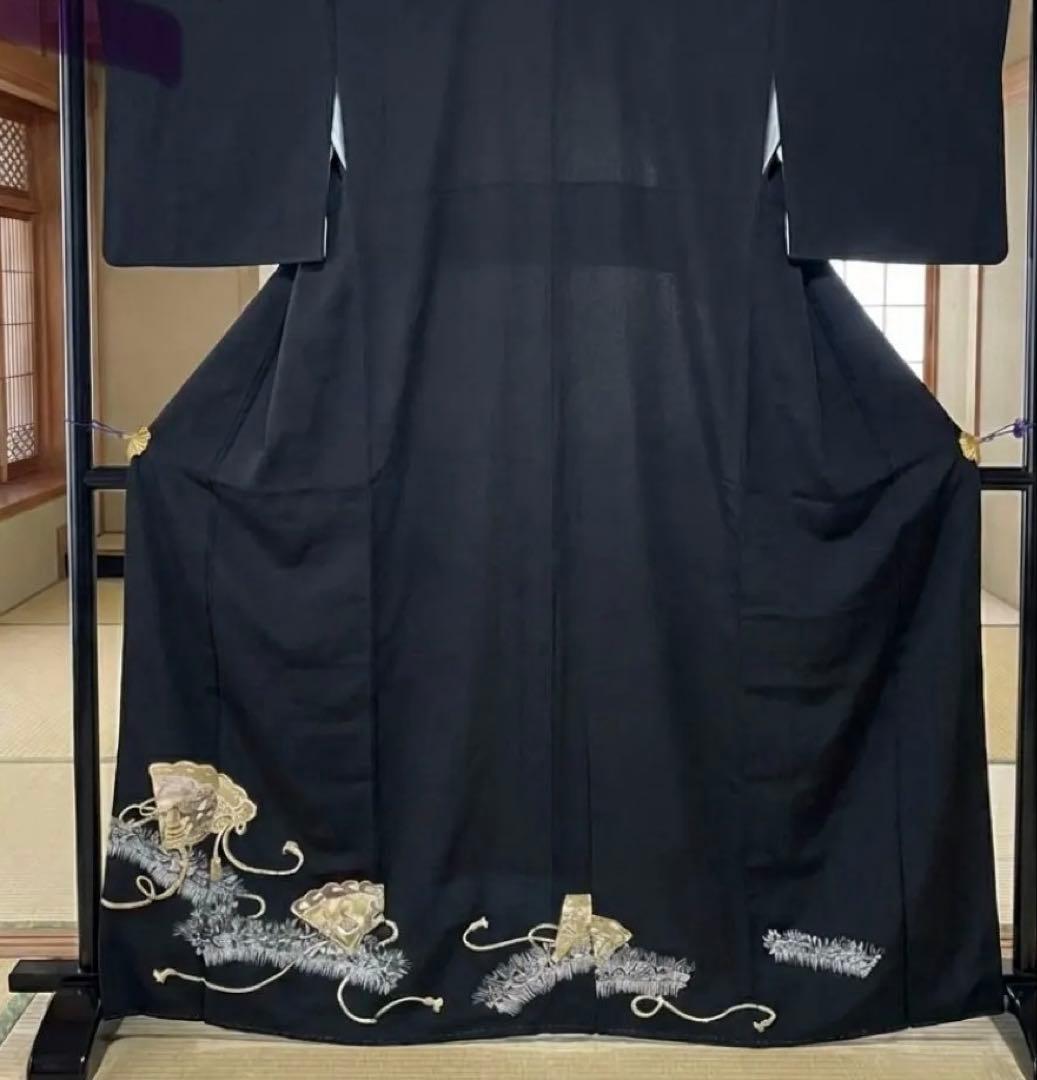 最終価格　黒留袖　袋帯　鶴　4点フルセット　結婚式　比翼仕立て　帯締め　帯揚