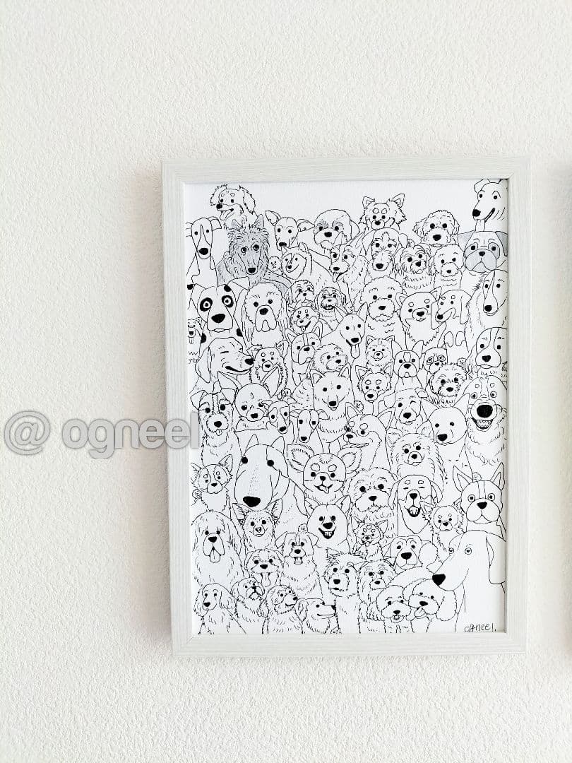 ま*る様 【第5弾　ワンちゃん大集合！】　ペン画　原画　一点もの　犬