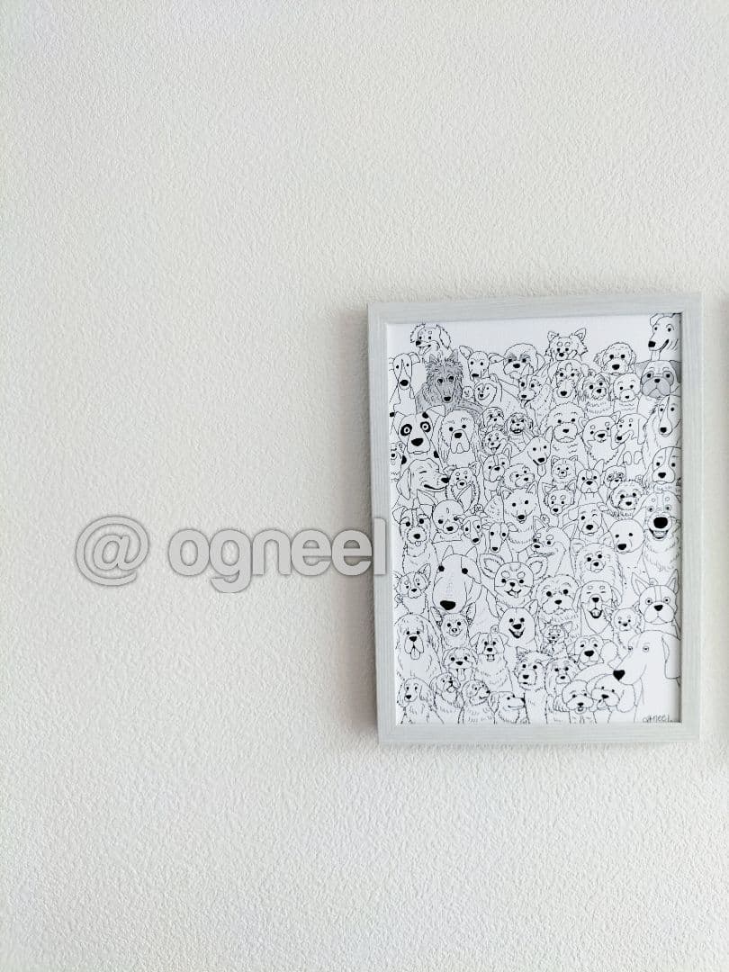 ま*る様 【第5弾　ワンちゃん大集合！】　ペン画　原画　一点もの　犬