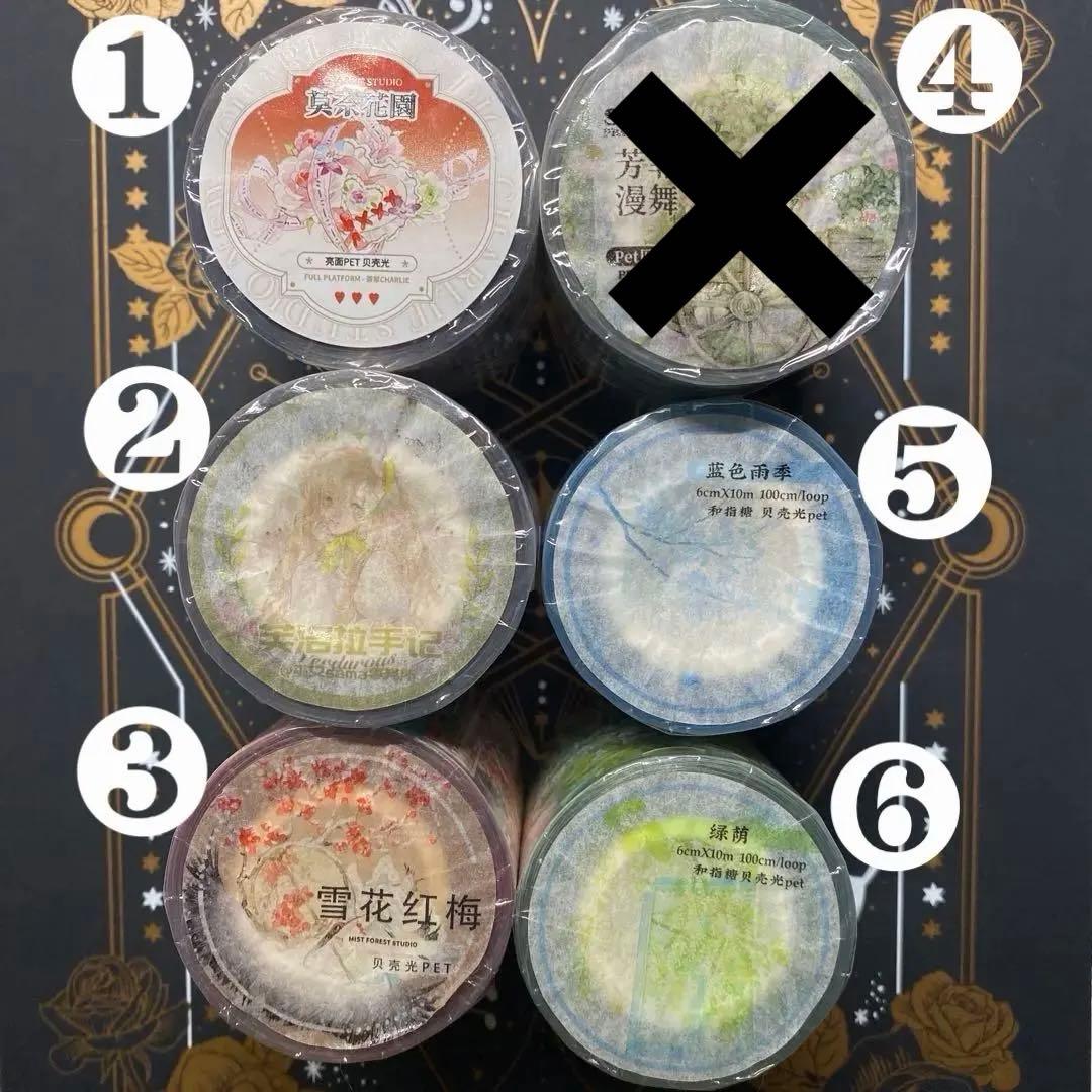 【I1】海外　10m巻　貝殻光マスキングテープ　人物系/お花系/装飾背景系