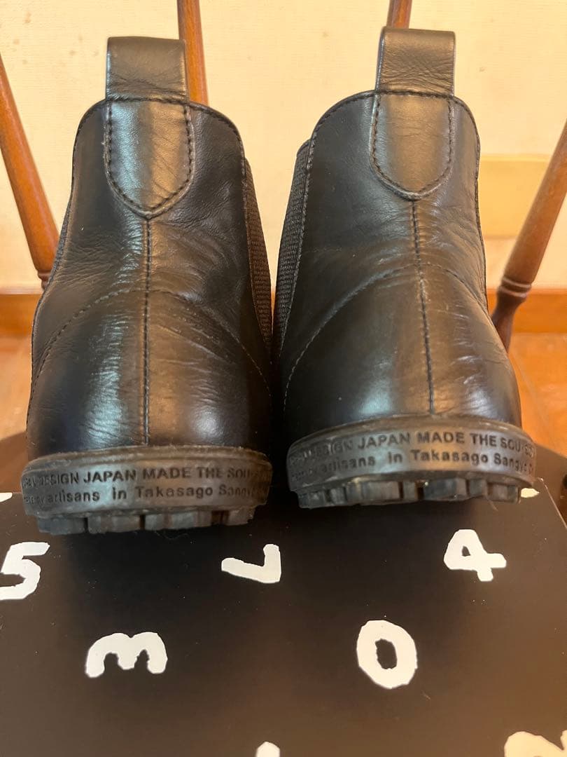 黒 レザー サイドゴアブーツ