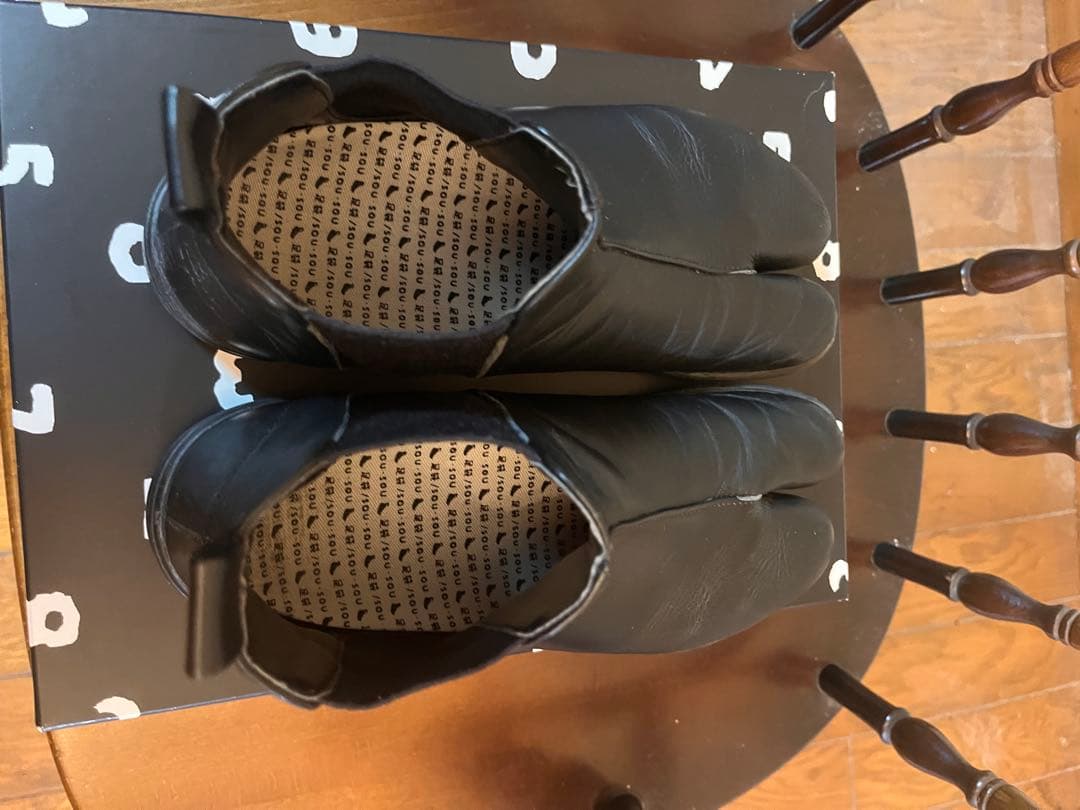 黒 レザー サイドゴアブーツ