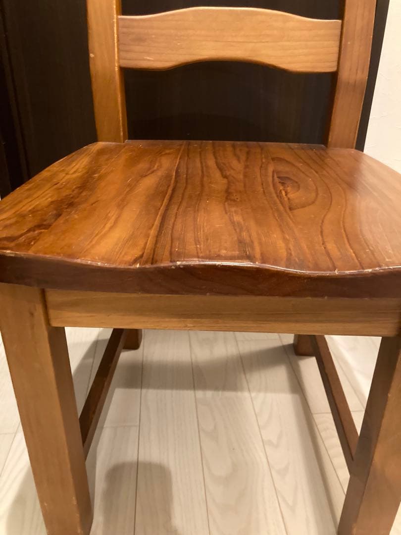 アンティーク　ビンテージ　木製ブラウンチェア 背もたれ3段　1脚