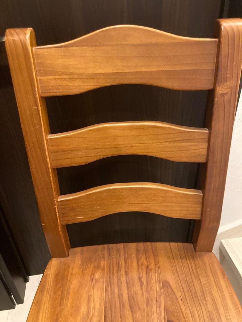 アンティーク　ビンテージ　木製ブラウンチェア 背もたれ3段　1脚