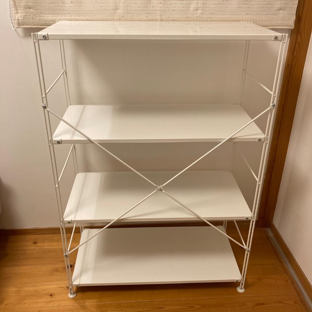 【無印良品】スチールユニットシェルフ・スチール棚セット・ワイド・中・ライトグレー