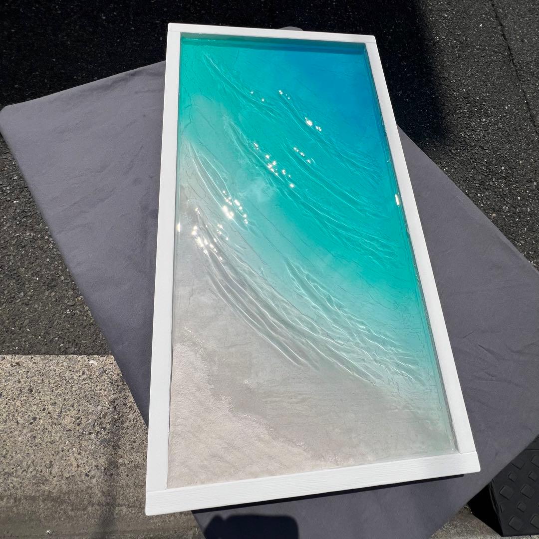 【レジンアート】特大パネル／モルディブ／60cm × 30cm ／波紋アート