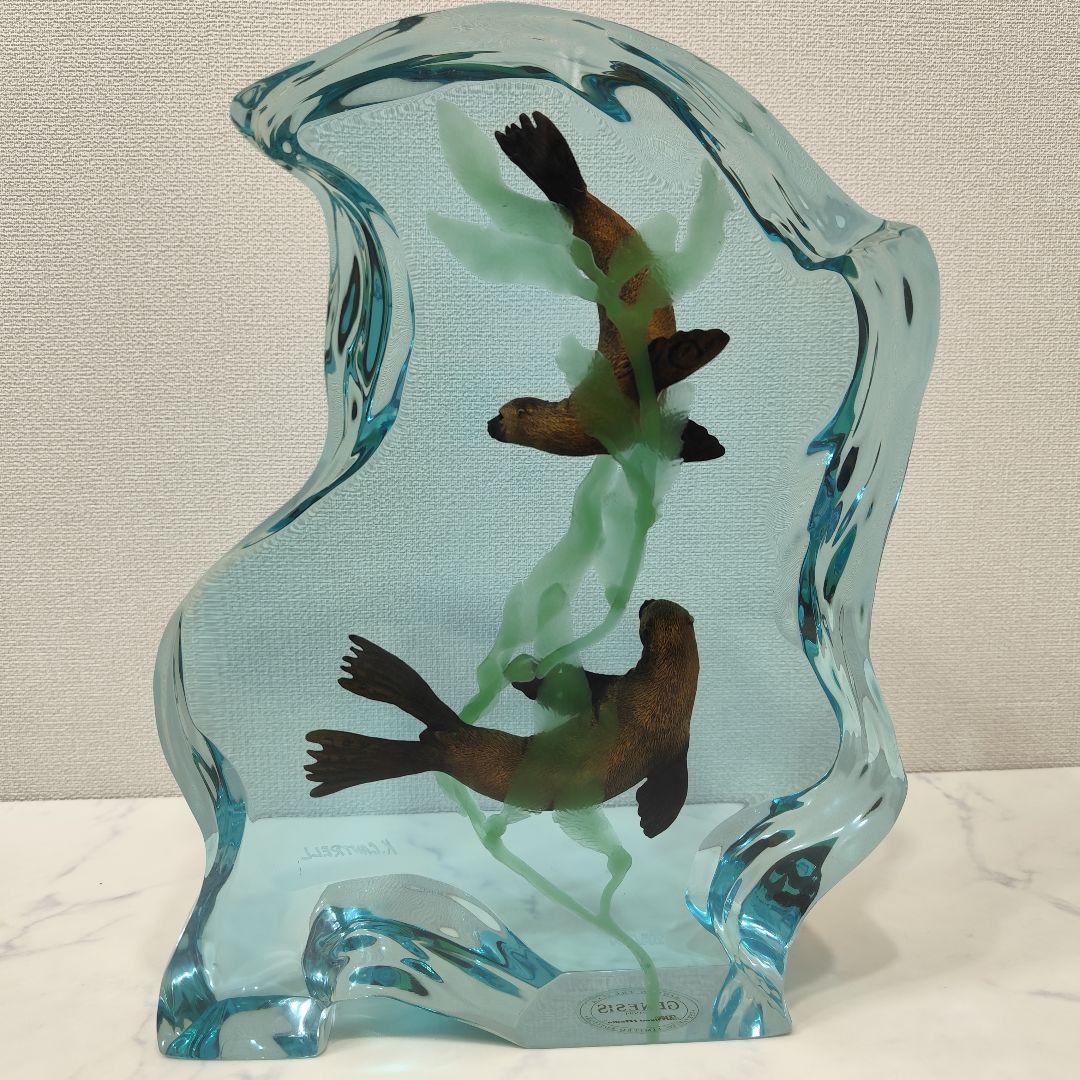キティ カントレル ピューター製 ルーサイト 泳ぐアシカ 置物 オブジェ アート