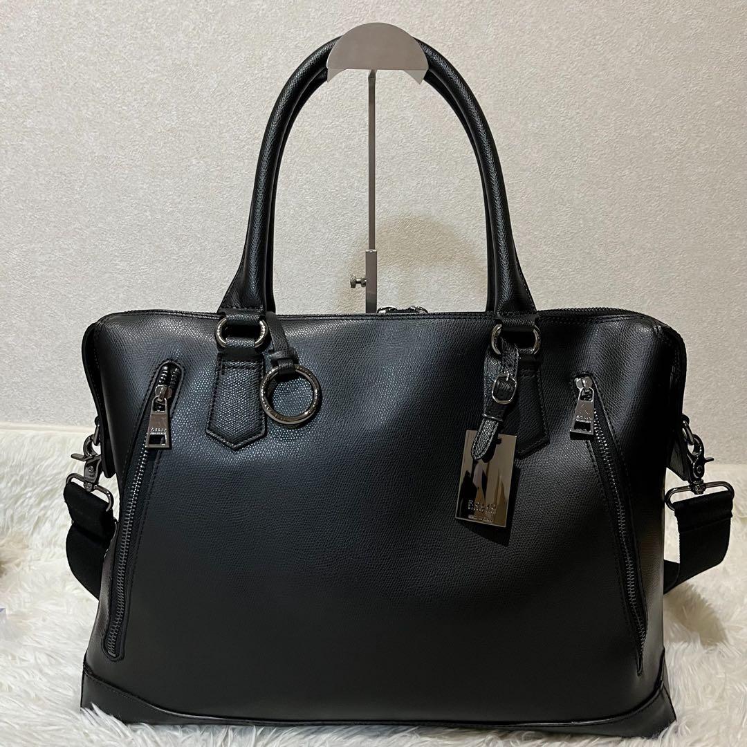 【未使用級】エフクリオ　ビジネスバッグ　レザー　2way ブラック