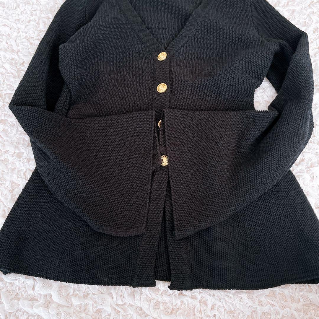 美品 anuans ウエストシェイプペプラムニットジャケット カーディガン 黒