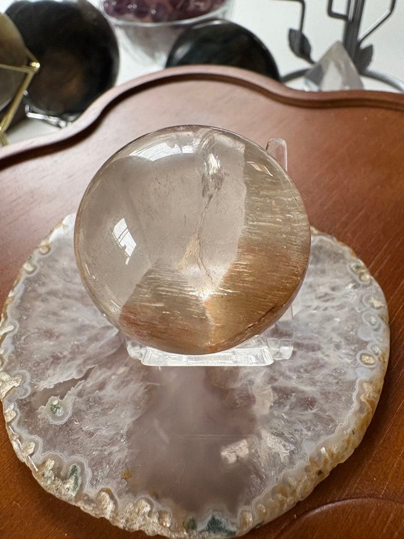 ホワイト千層ガーデン　ガーデンクォーツ　32ミリ